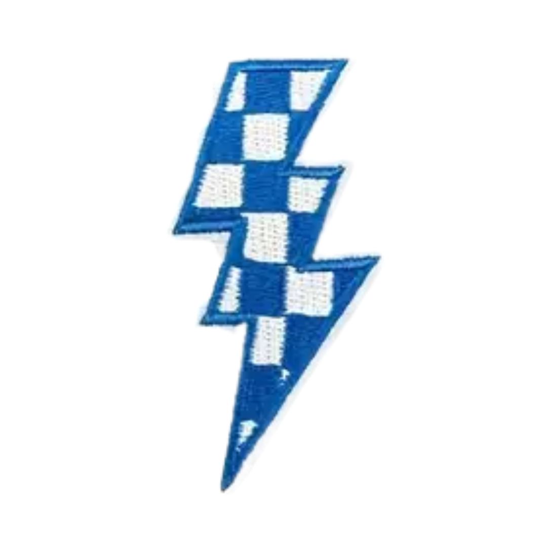 Iron on Patch - Checkerboard Lightning (8.3 cm x 3.9 cm)