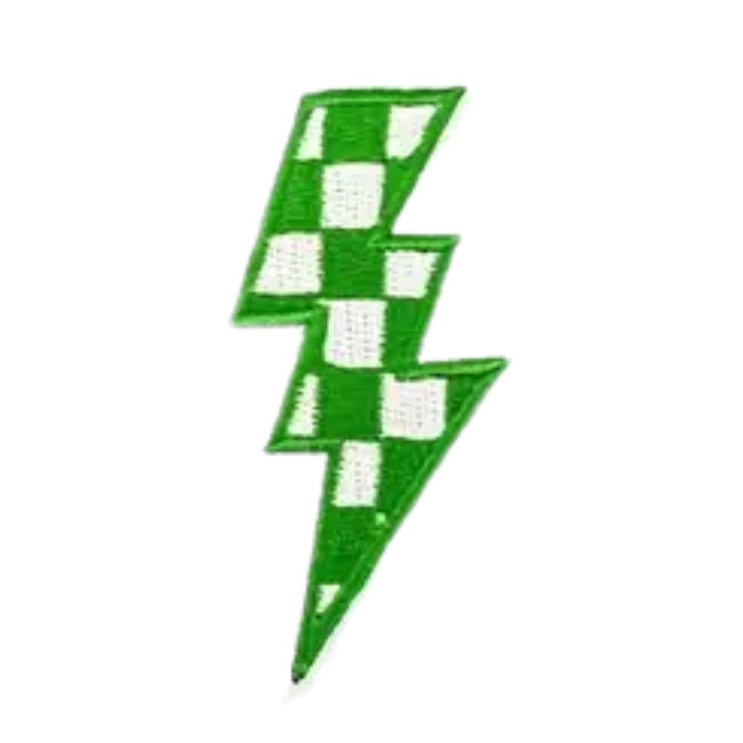 Iron on Patch - Checkerboard Lightning (8.3 cm x 3.9 cm)