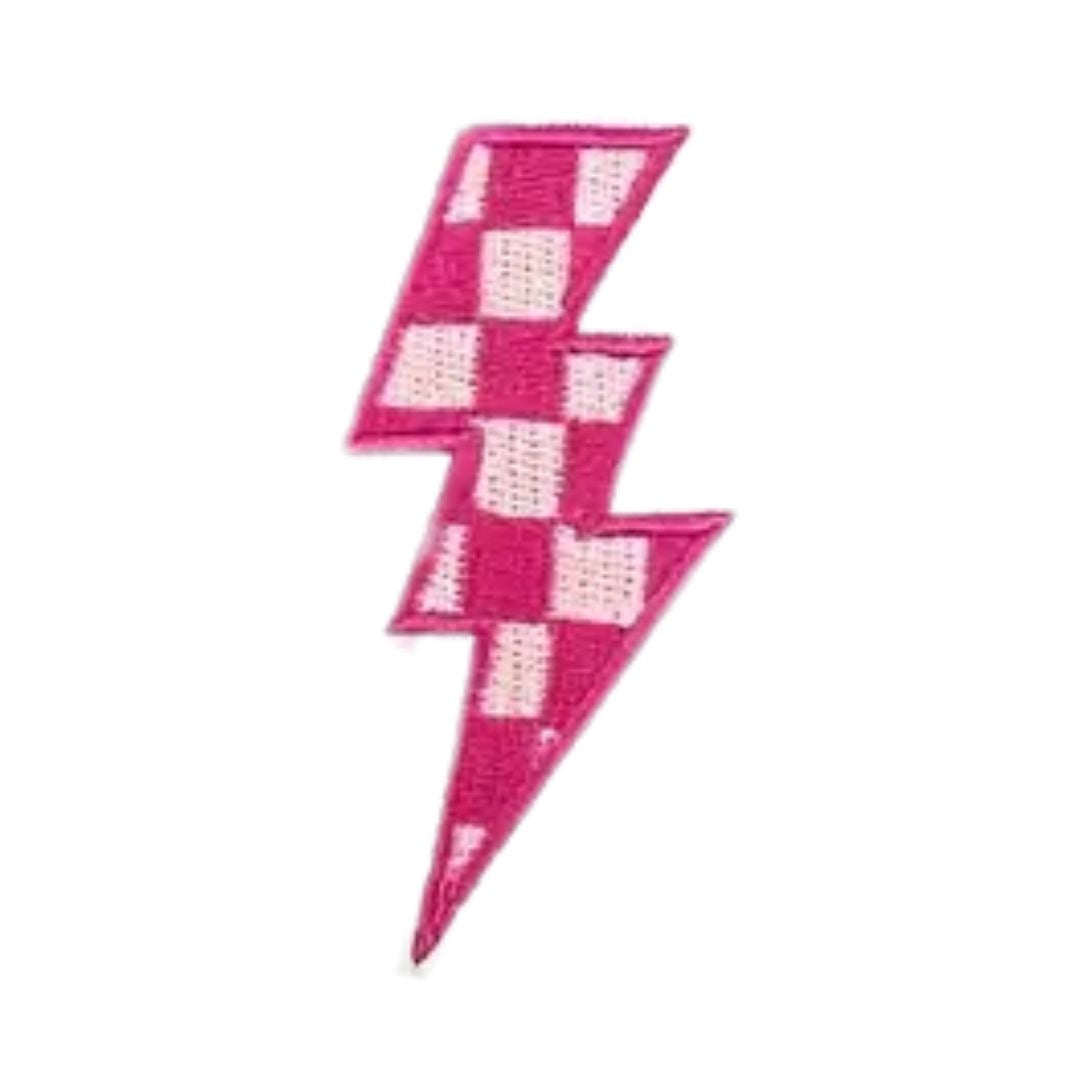 Iron on Patch - Checkerboard Lightning (8.3 cm x 3.9 cm)