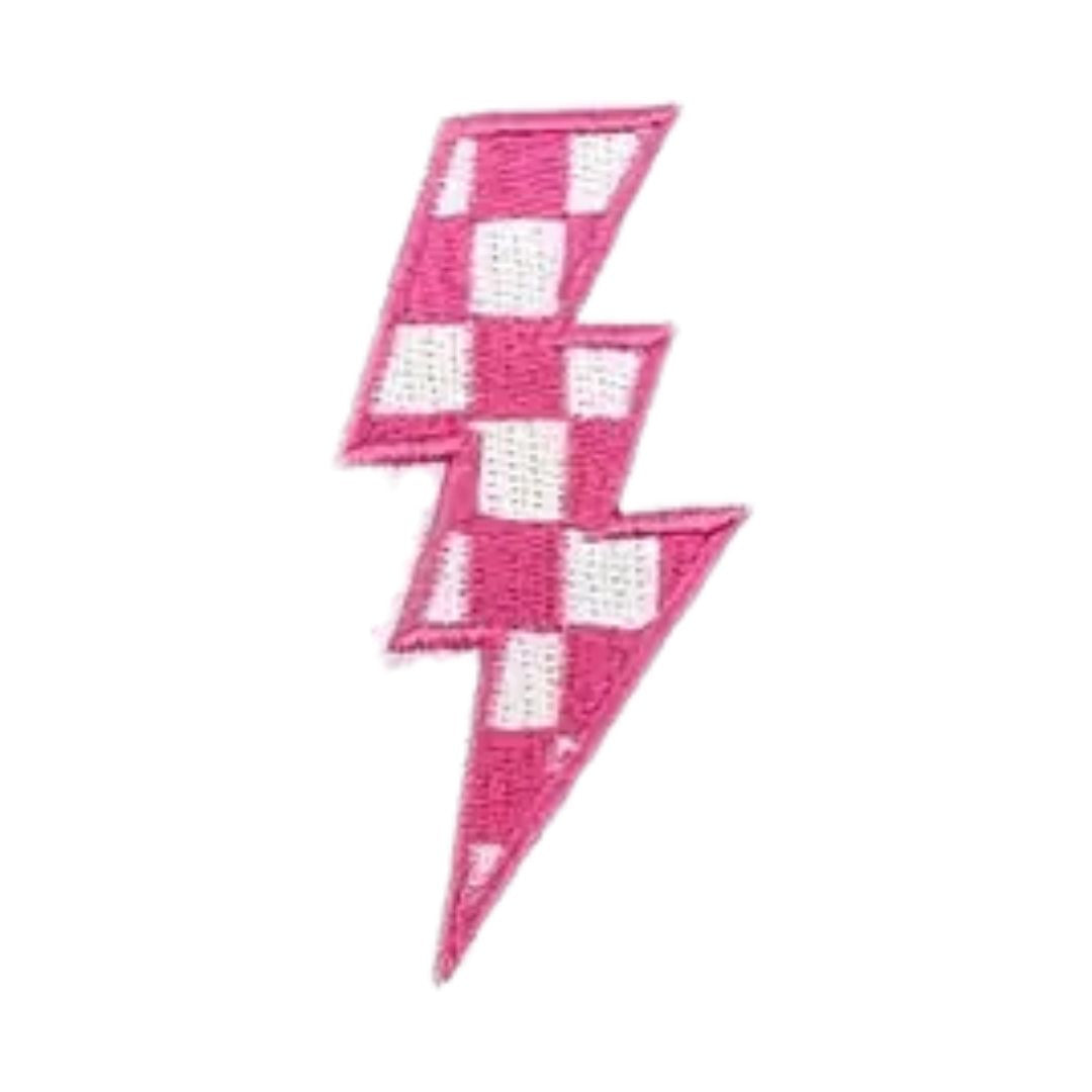 Iron on Patch - Checkerboard Lightning (8.3 cm x 3.9 cm)