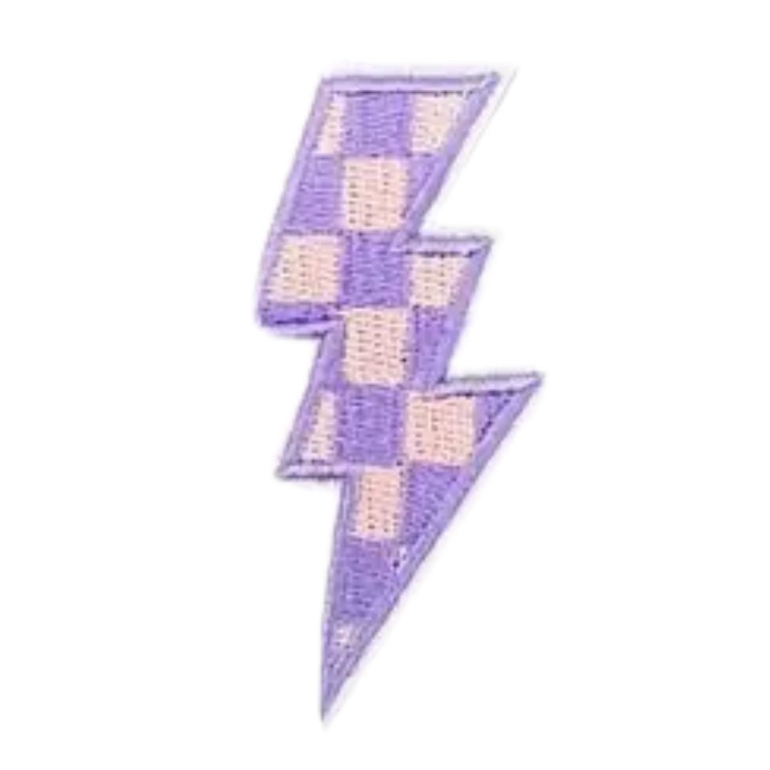 Iron on Patch - Checkerboard Lightning (8.3 cm x 3.9 cm)