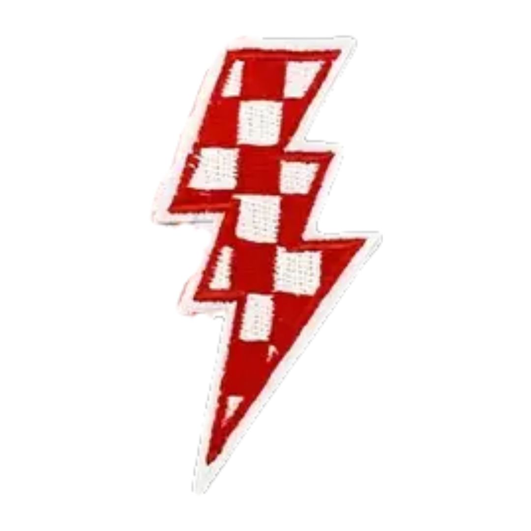 Iron on Patch - Checkerboard Lightning (8.3 cm x 3.9 cm)