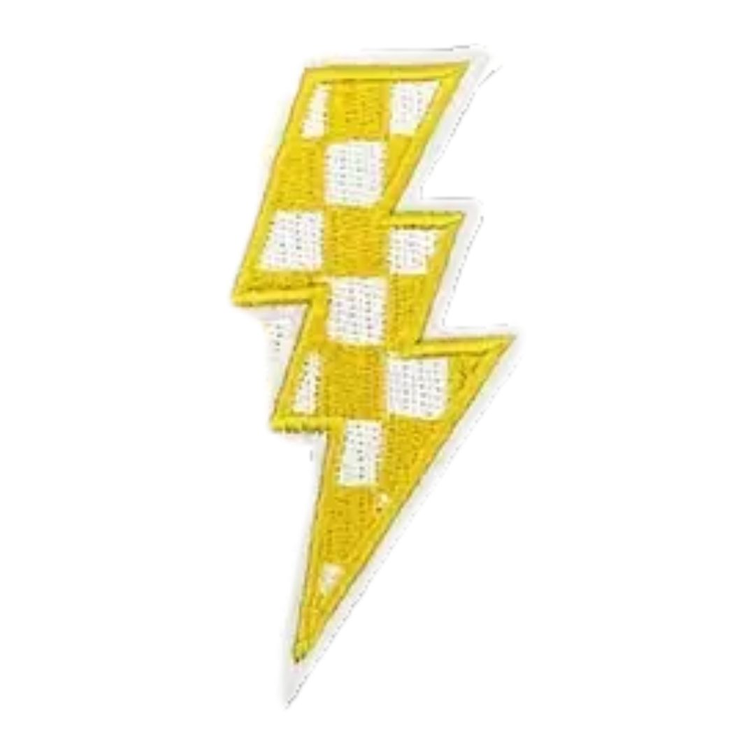 Iron on Patch - Checkerboard Lightning (8.3 cm x 3.9 cm)