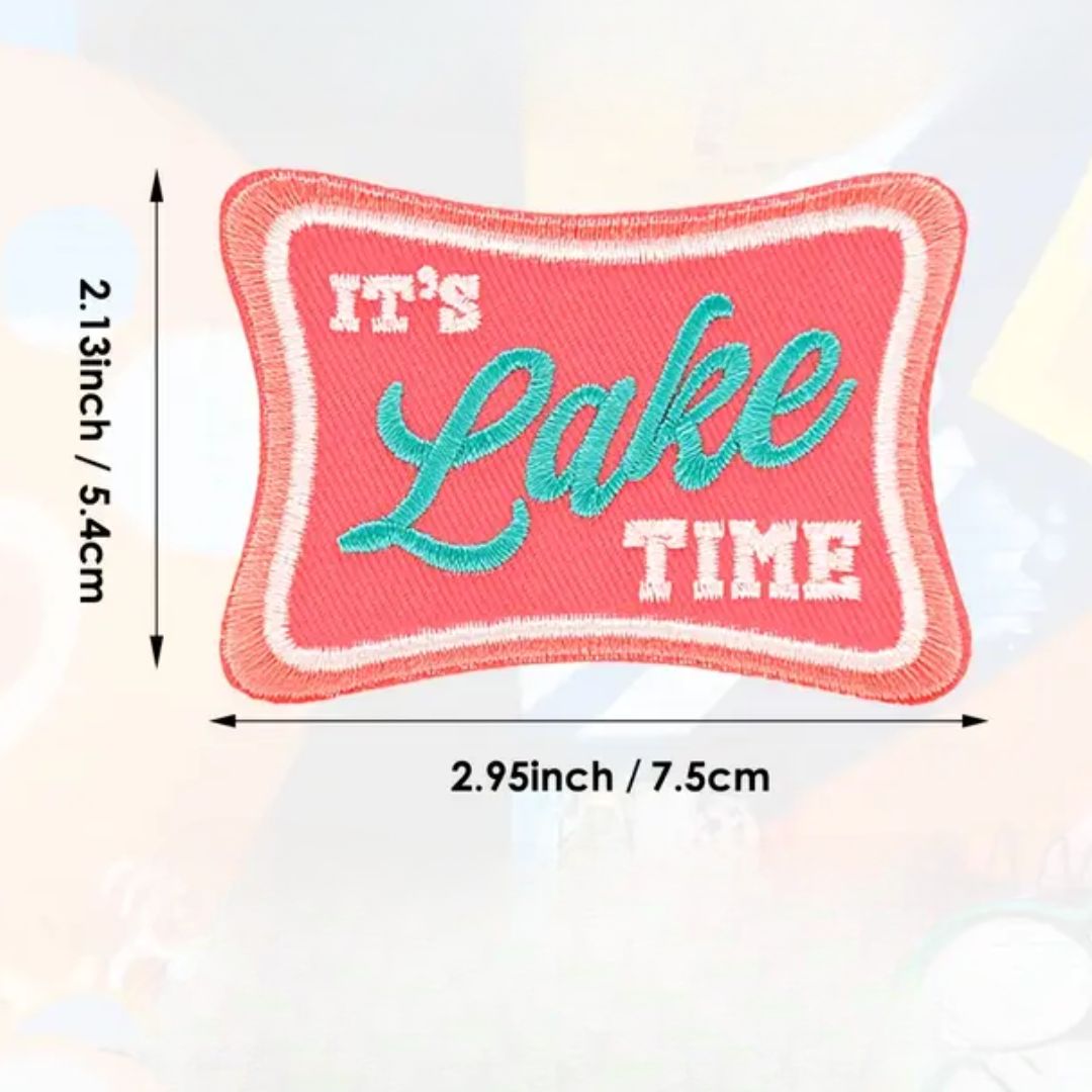 Iron on Patch - It's Lake Time (7.5 cm x 5.4 cm)