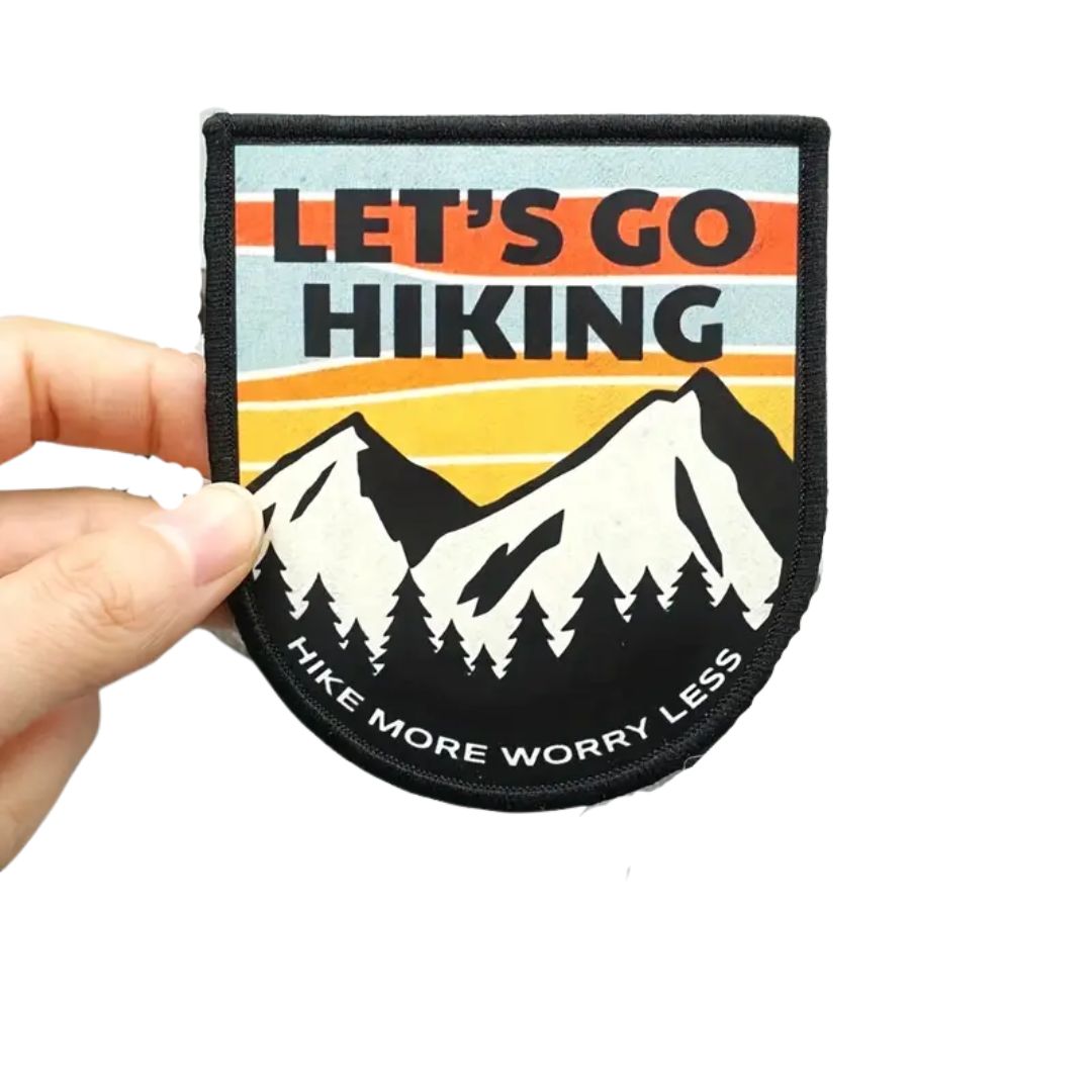 Iron on Patch - Let's Go Hiking (8 cm x 9 cm)