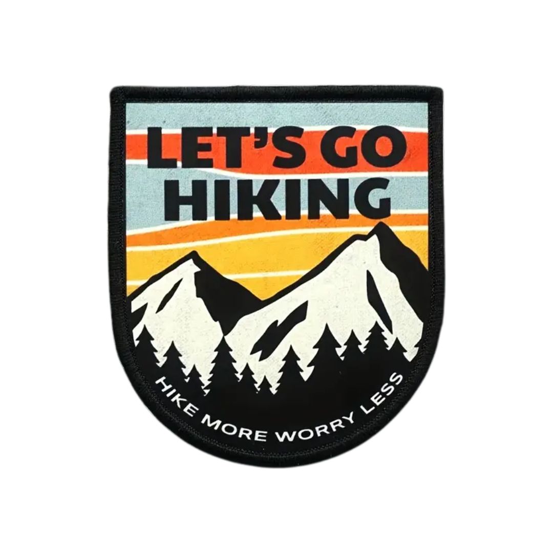 Iron on Patch - Let's Go Hiking (8 cm x 9 cm)