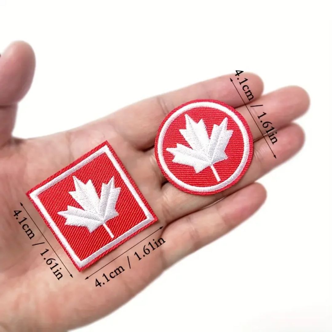 Iron on Patch - Oh Canada - Red / White (4.1 cm x 4.1 cm)