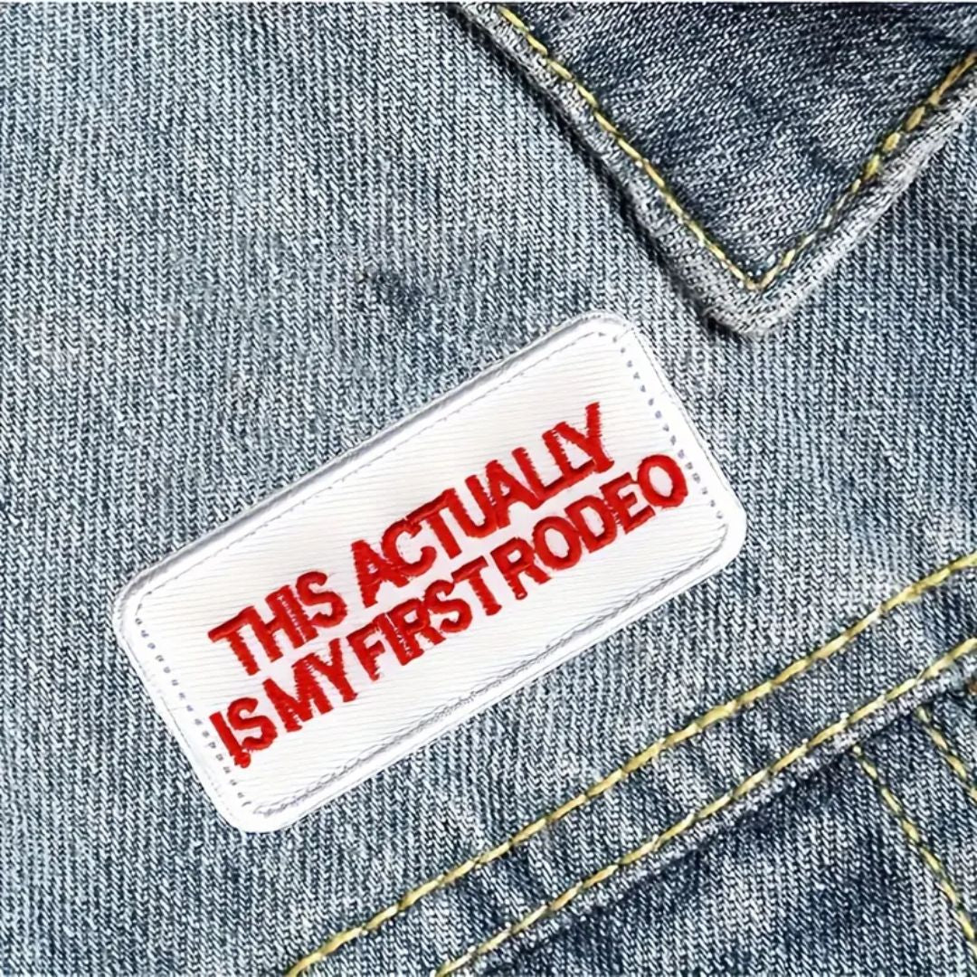 Iron on Patch - This Actually Is My First Rodeo (8 cm x 3.9 cm)
