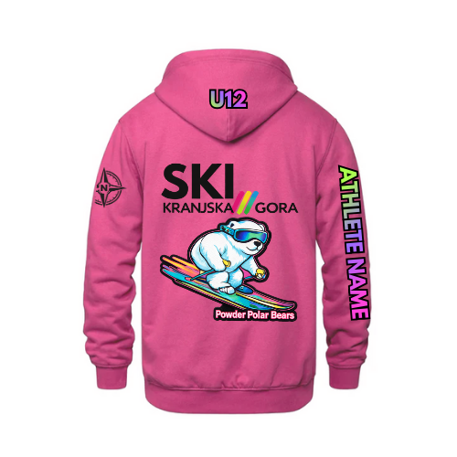 U12 Craigleith Kranjska Gora North Powder Polar Bear Hooded Sweatshirt - Heliconia Pink