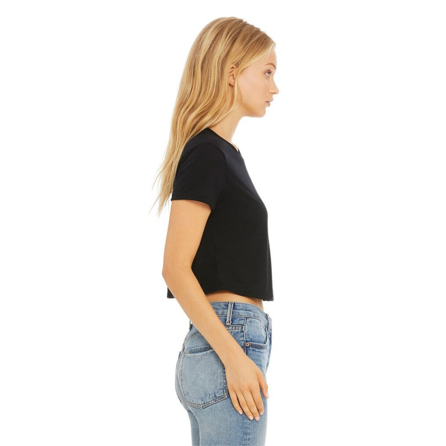 Ladies Flowy Cropped T-Shirt - Black