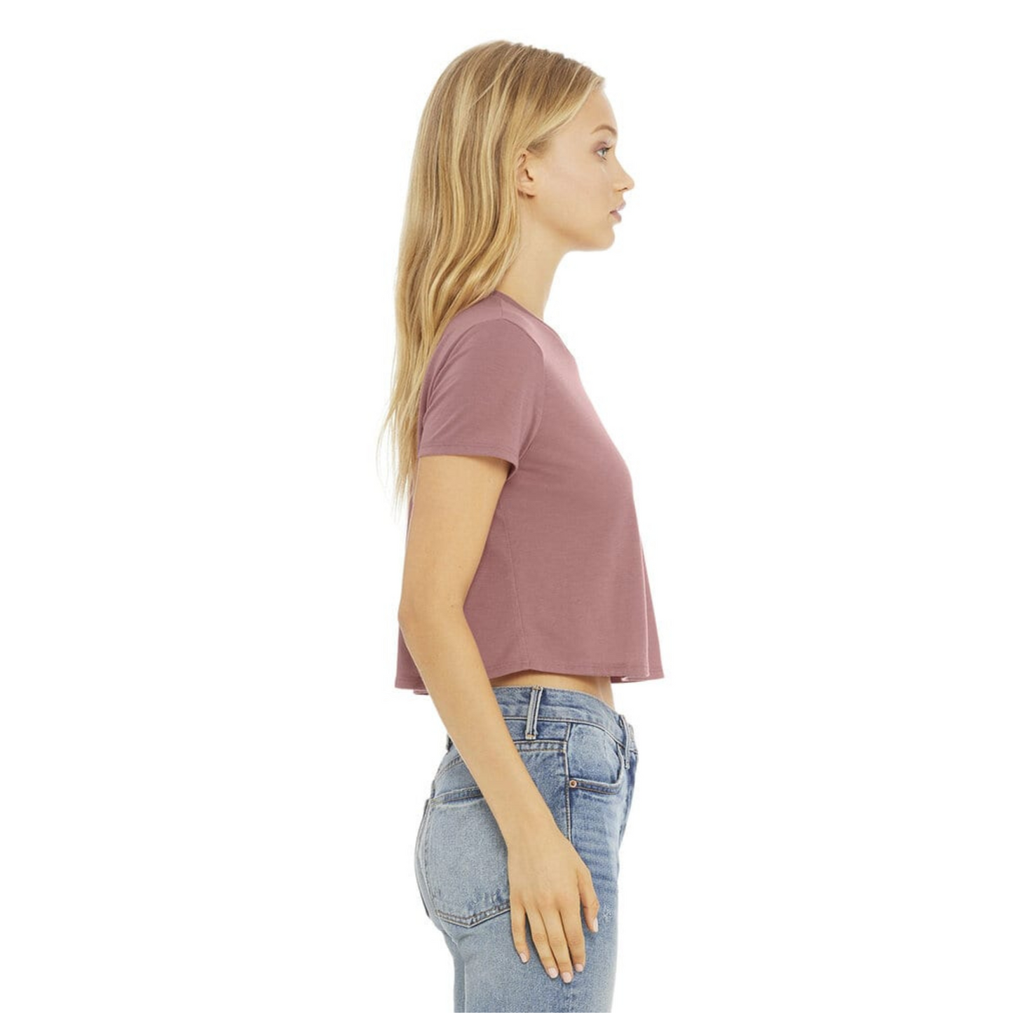 Ladies Flowy Cropped T-Shirt - Mauve
