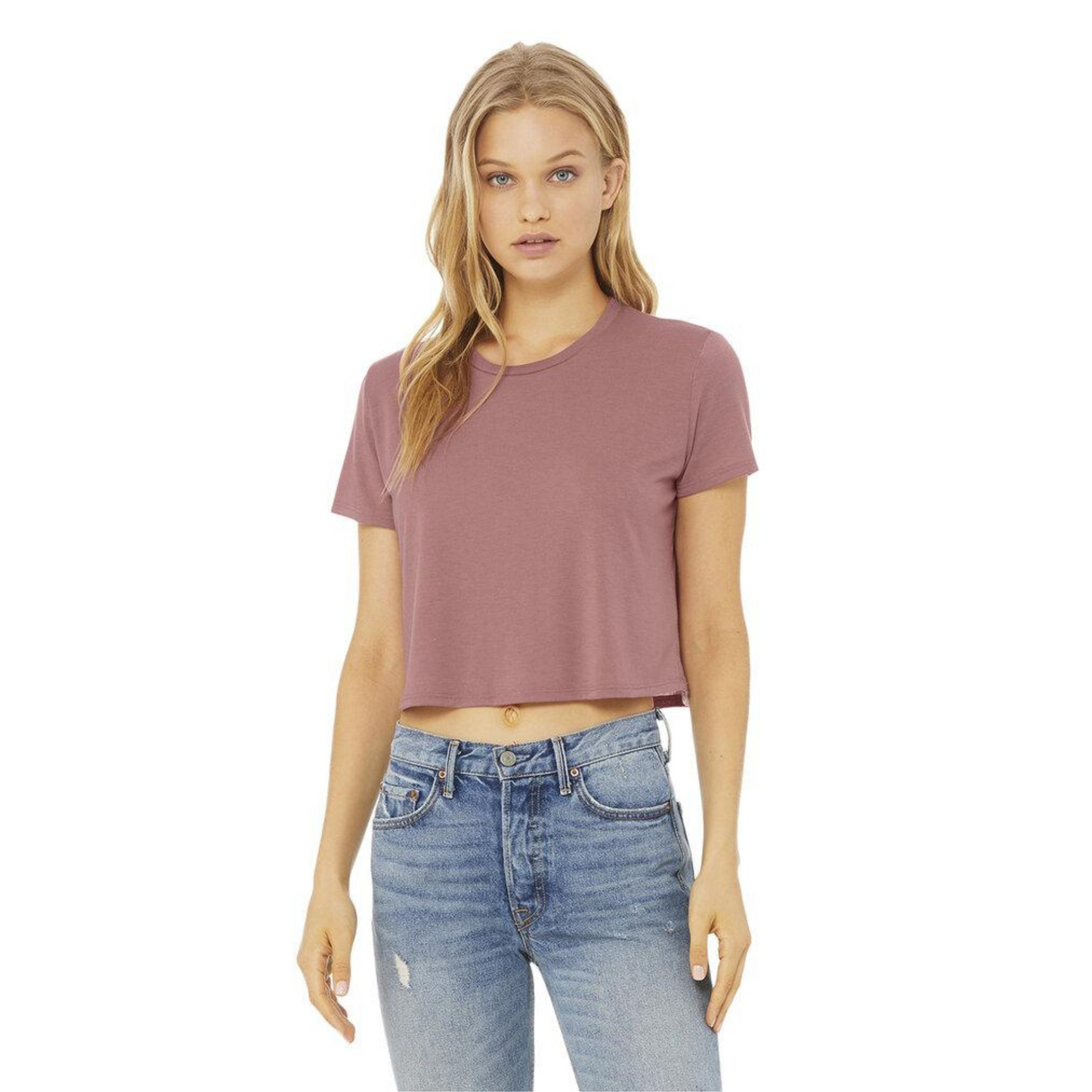 Ladies Flowy Cropped T-Shirt - Mauve