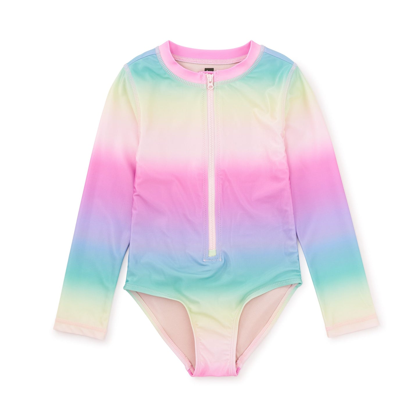 Long Sleeve One-Piece Ruffle Swimsuit - Okinawa Sunrise