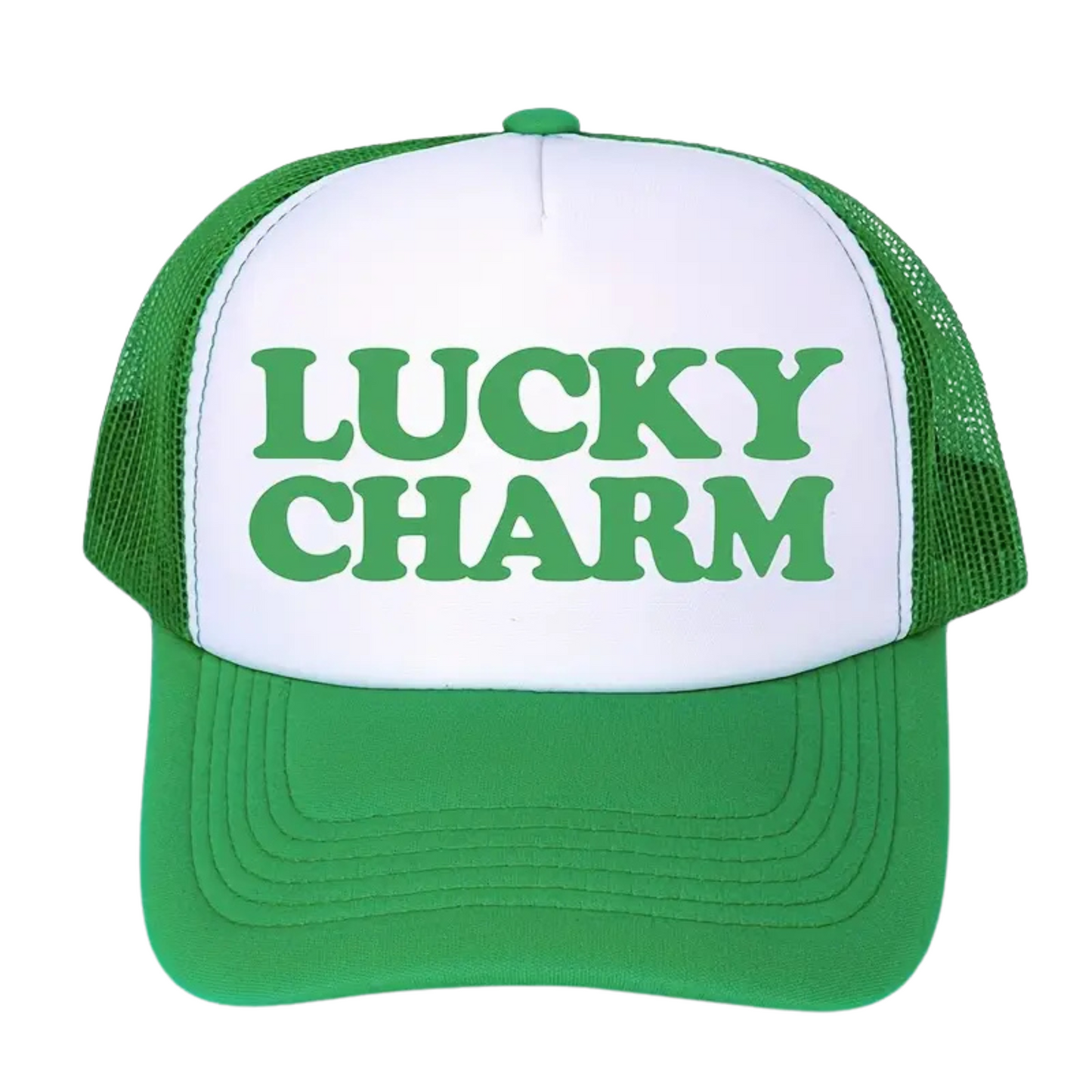 Lucky Charm Snapback Hat - White / Kelly Green