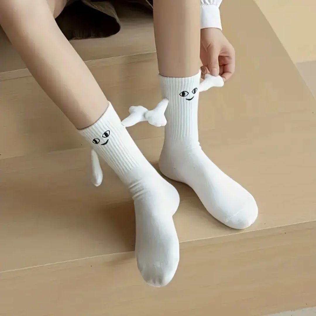 Magnetic Friendship Crew Socks - White
