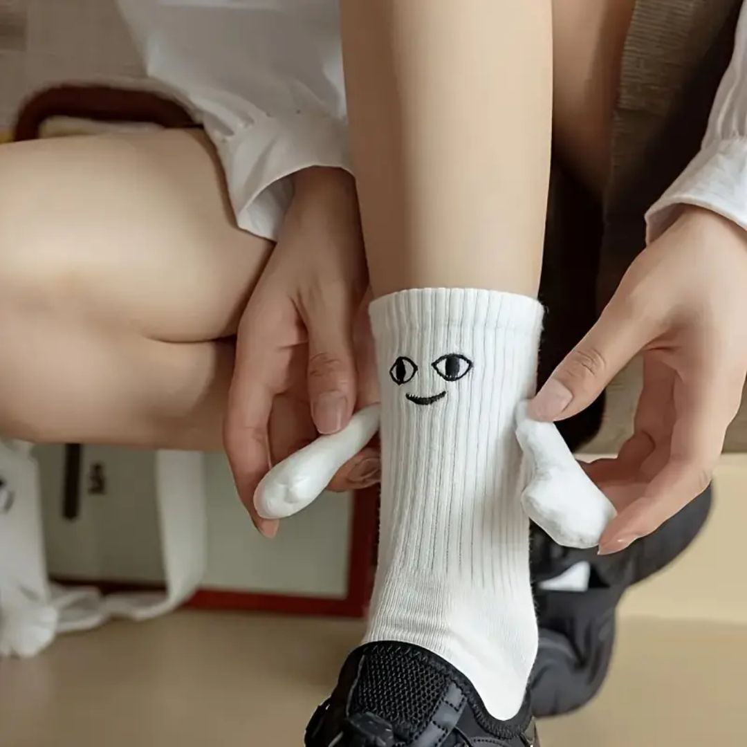Magnetic Friendship Crew Socks - White