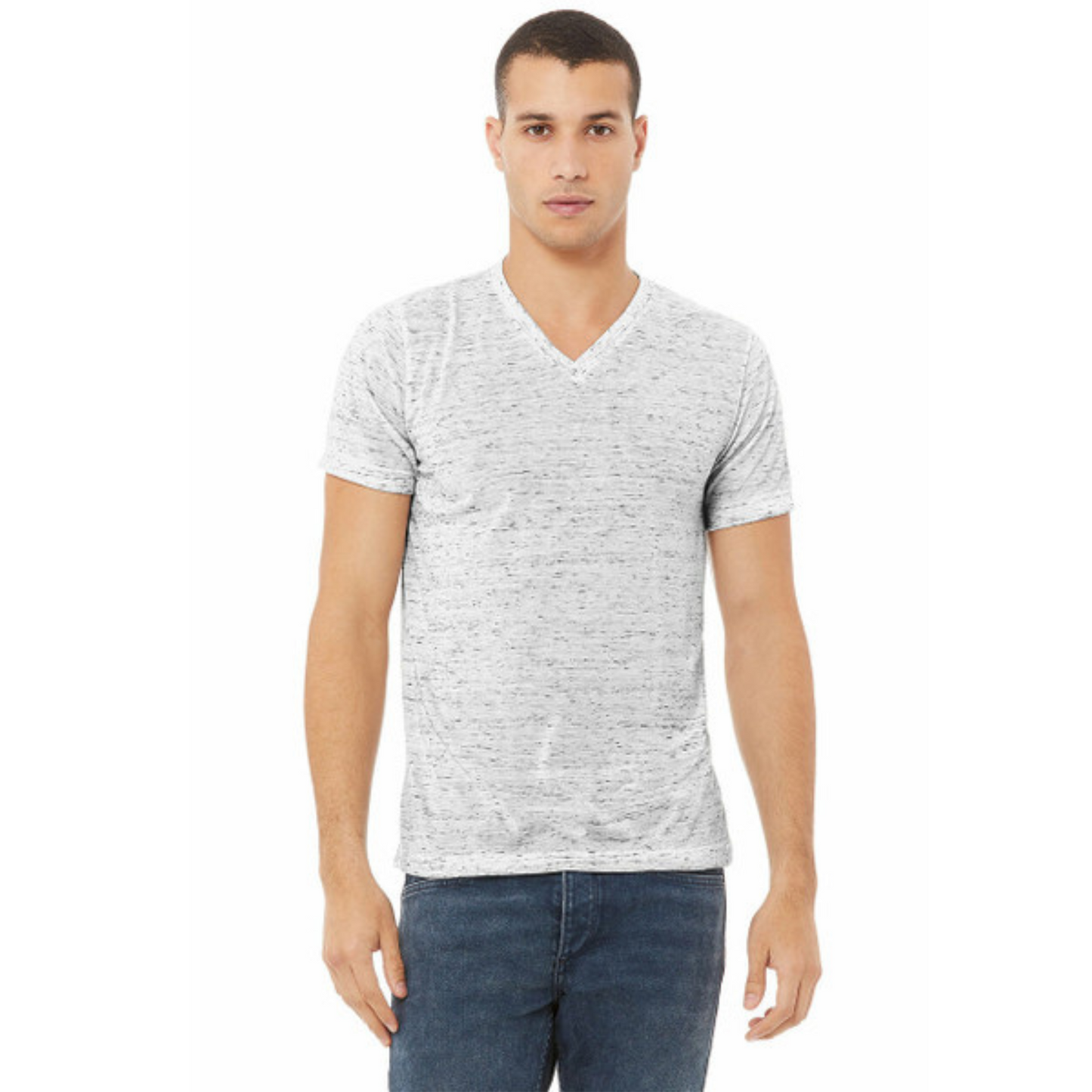 Men's Textured Jersey V-Neck Tee - White Marble