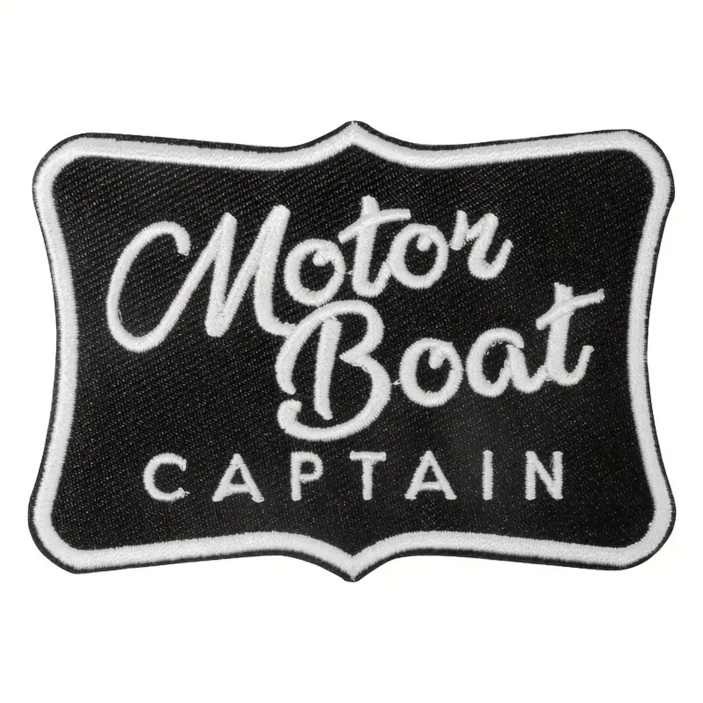 Iron on Patch - Motor Boat Captain (8.9 cm x 6.2 cm)