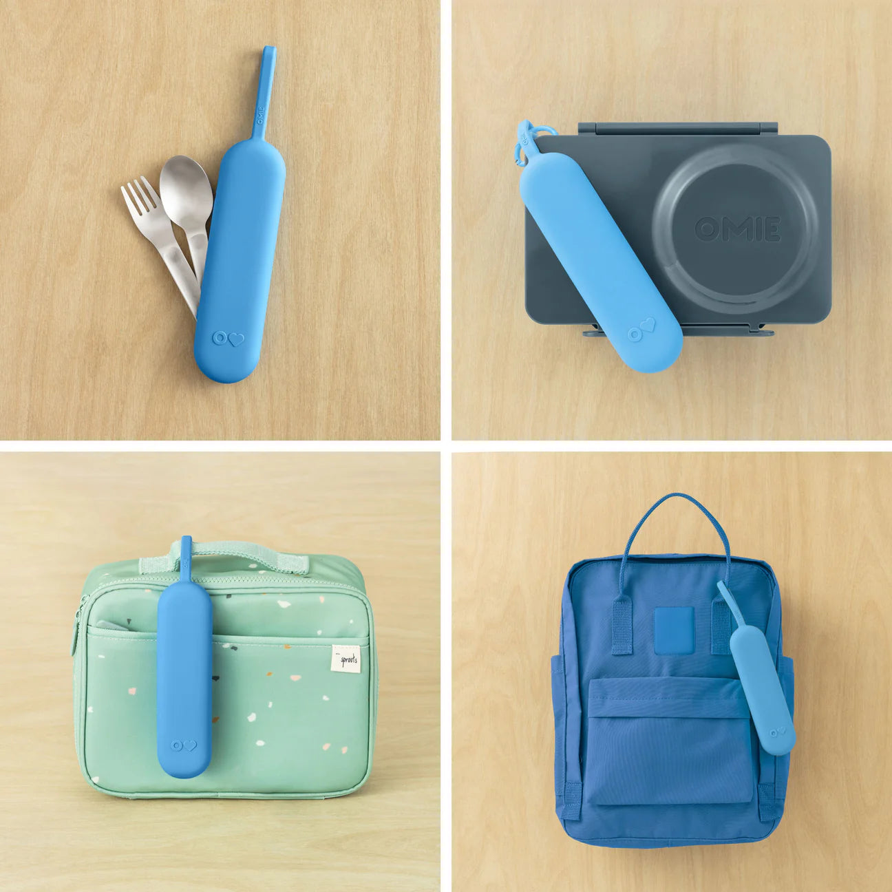 OmieBox UP Pod & Utensil Set - Azure