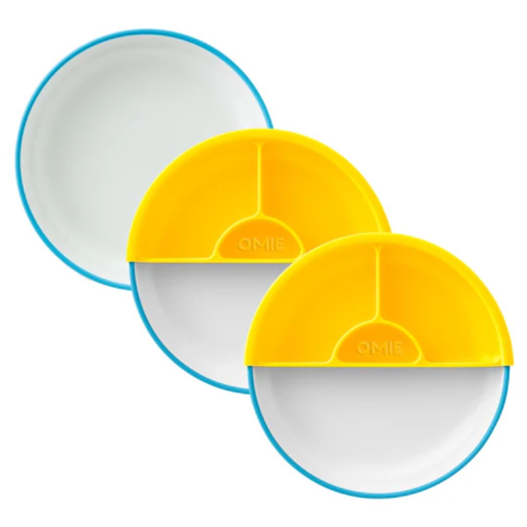 OMIE Easy Scoop Plate Set - 3 Plates + 2 Dividers - Blue