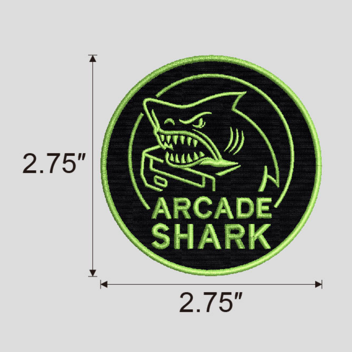 Iron on Patch - Arcade Shark ( 2.75" x 2.75")