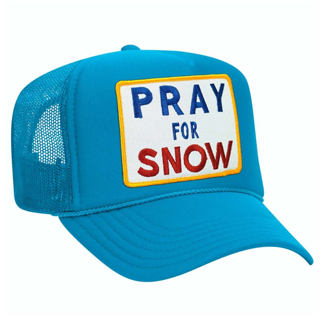 Aviator Nation - Pray for Snow Adult Trucker Hat - Neon Blue