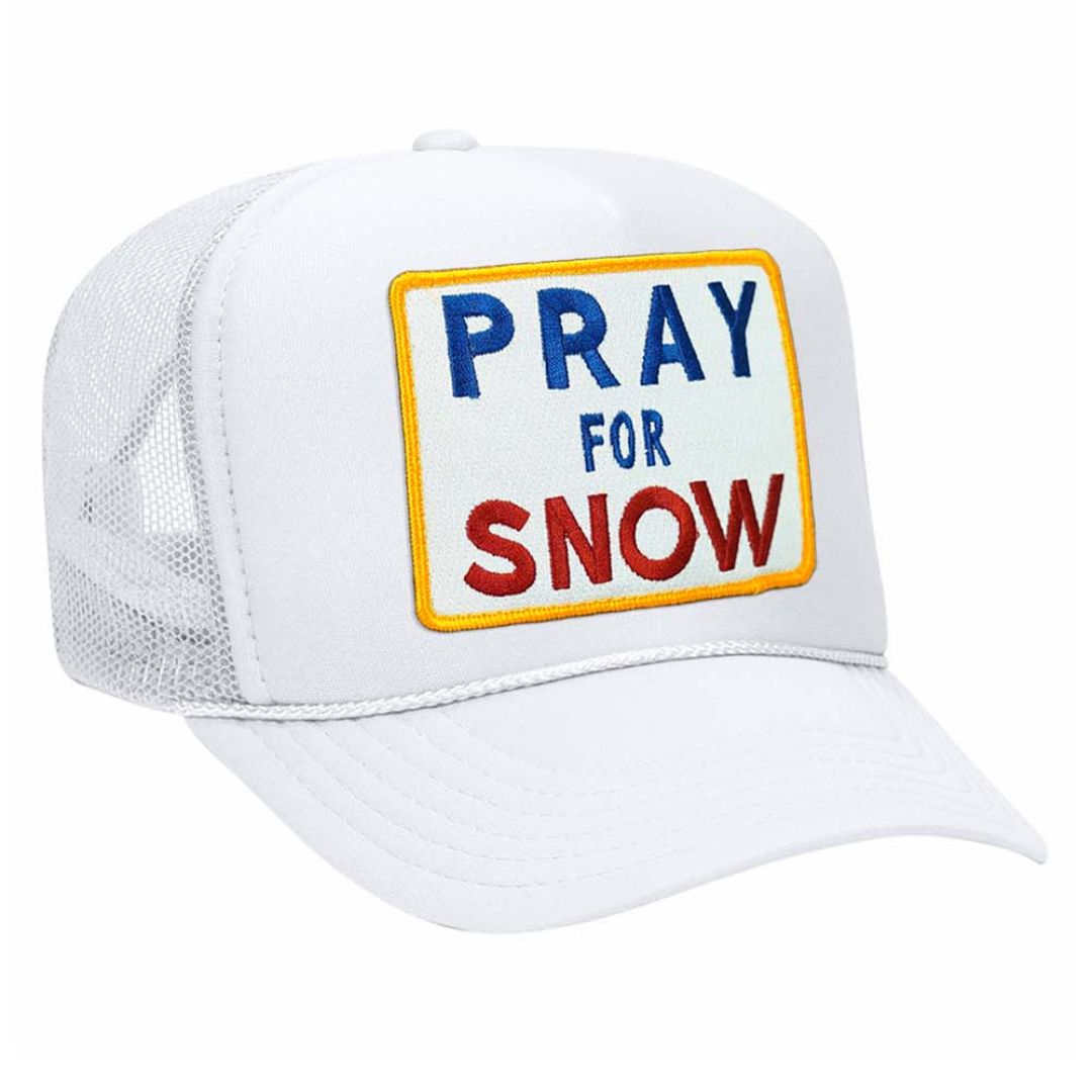 Aviator Nation - Pray for Snow Adult Trucker Hat - White