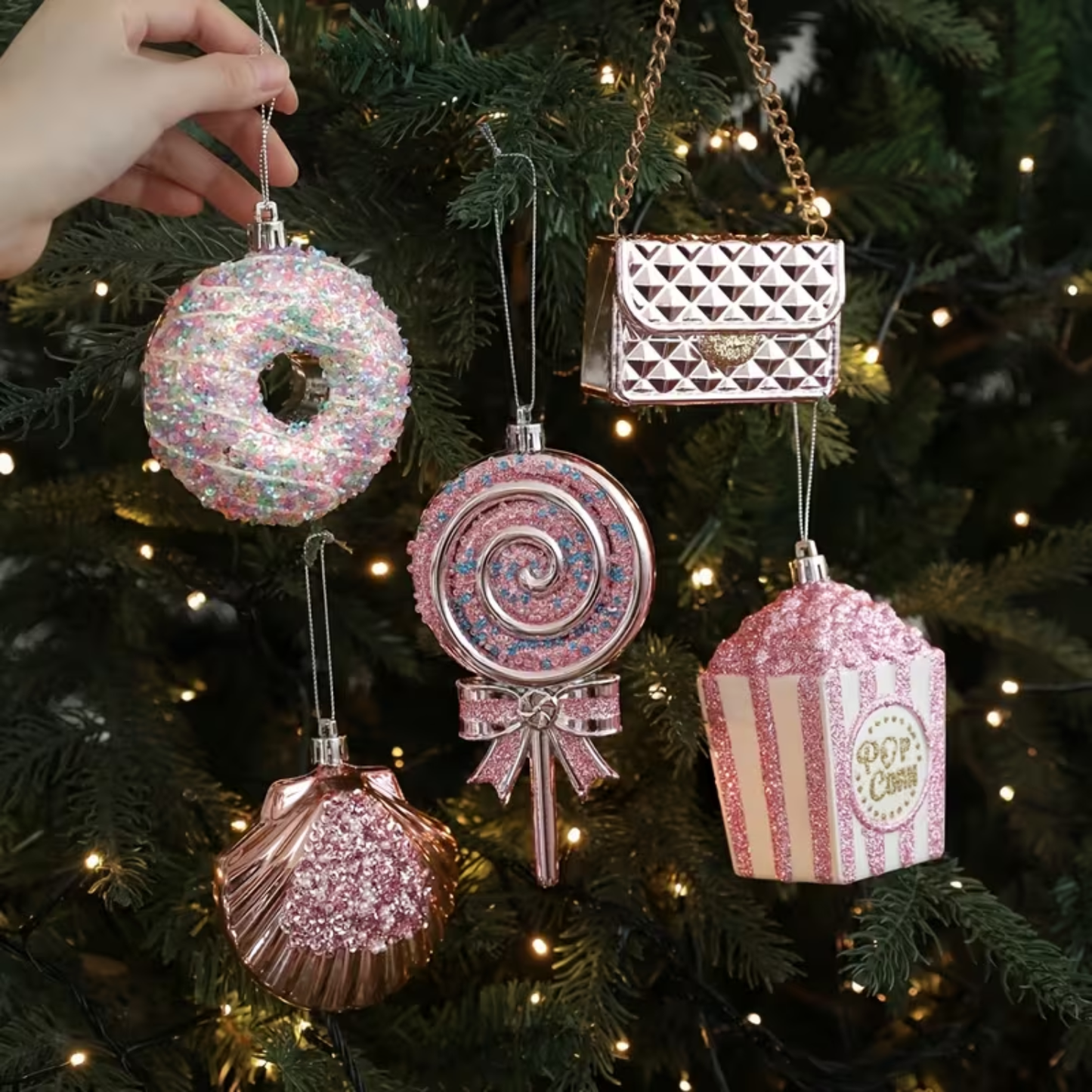 Pastel Popcorn Christmas Ornament