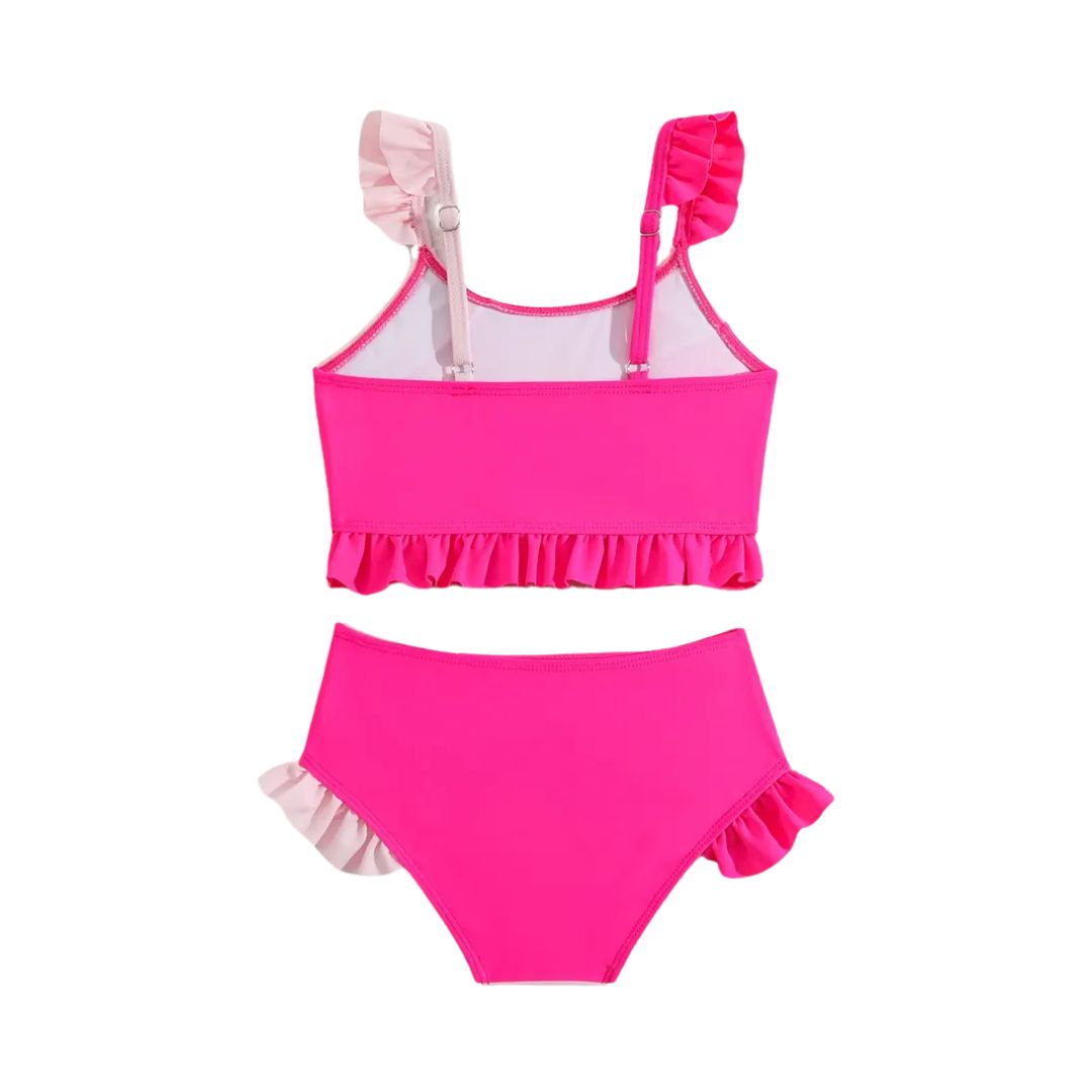 Pink Ombré Ruffle Tankini Swim Suit