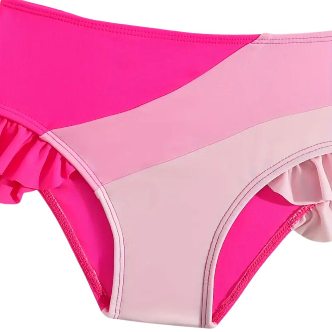 Pink Ombré Ruffle Tankini Swim Suit