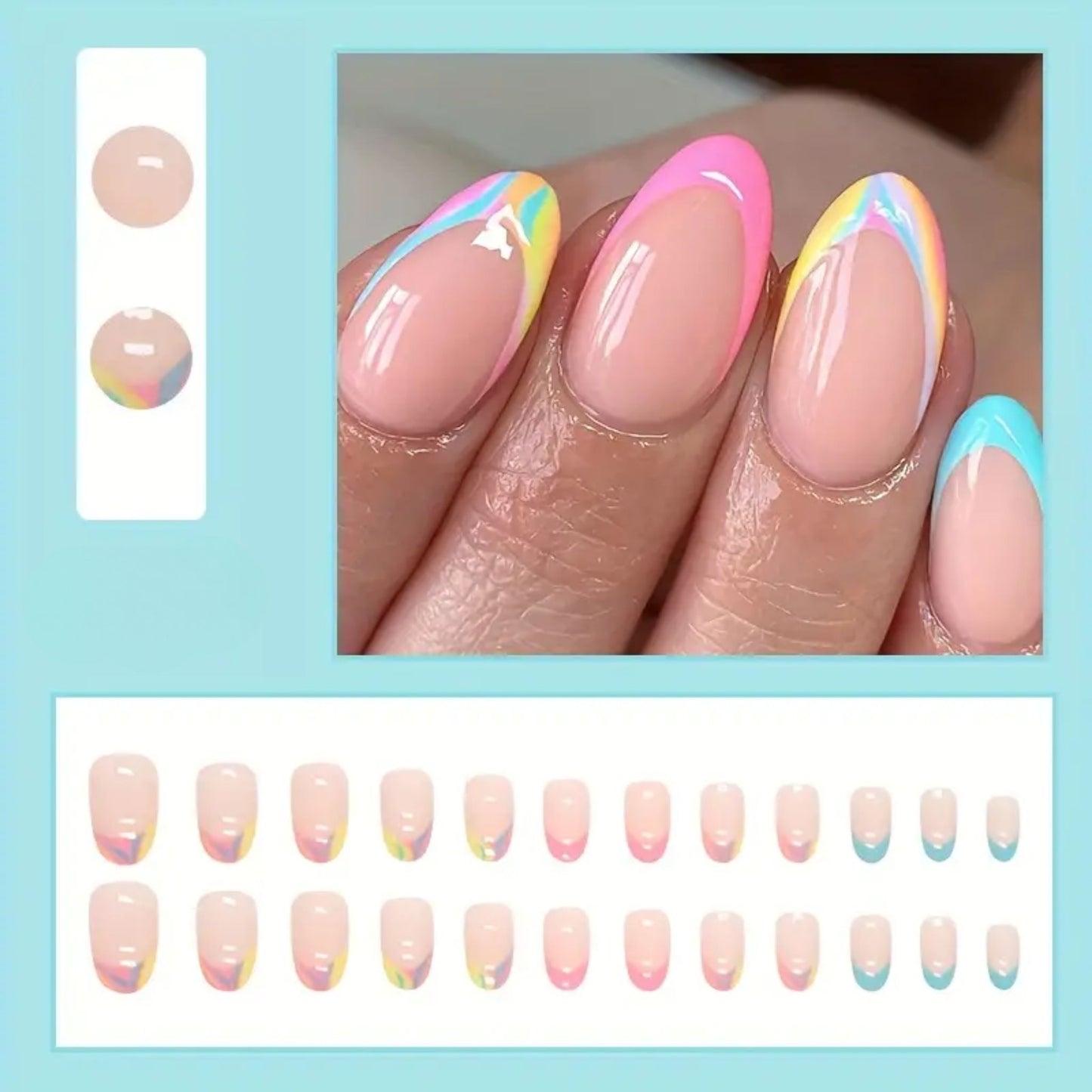 Psychedelic French Manicure Press On Nail Set