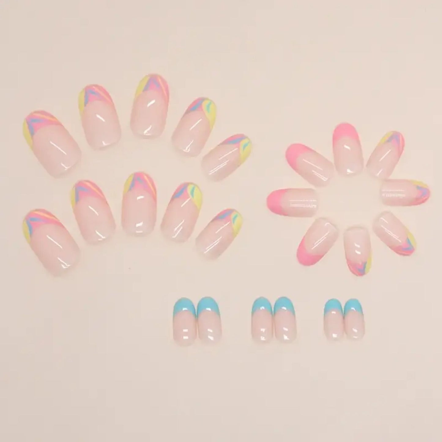 Psychedelic French Manicure Press On Nail Set