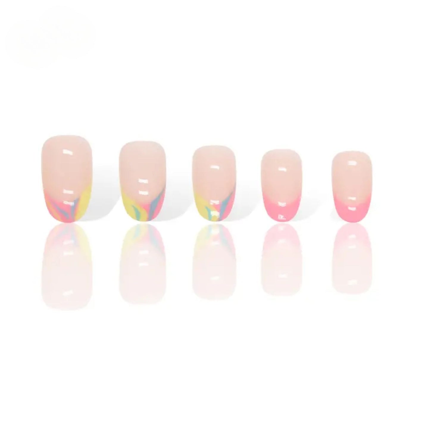 Psychedelic French Manicure Press On Nail Set