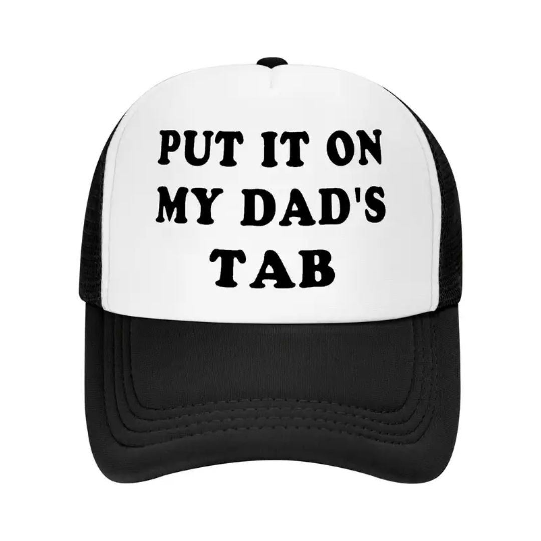Put It On My Dad's Tab Snapback Hat - Black / White