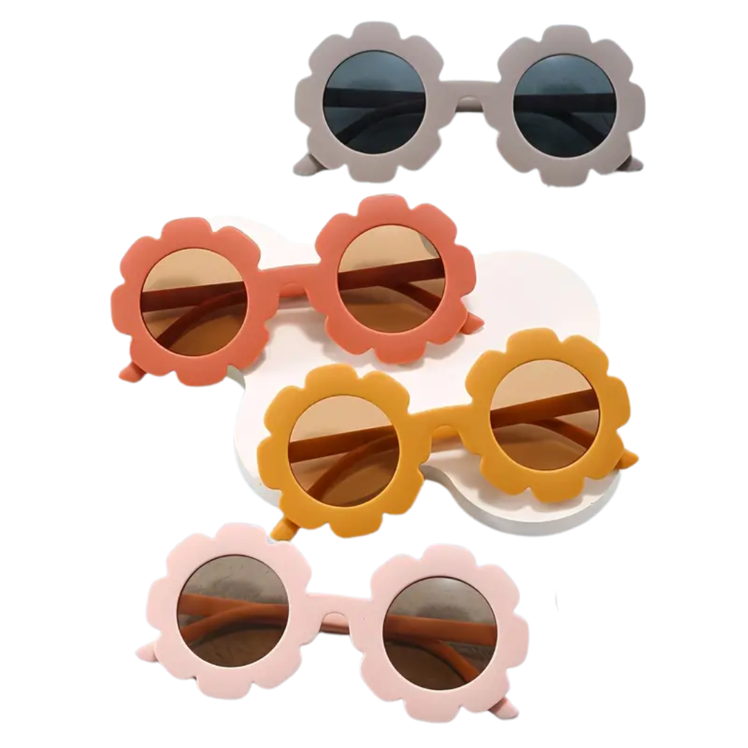 Retro Flower Hipster Sunglasses - Bronze Mums