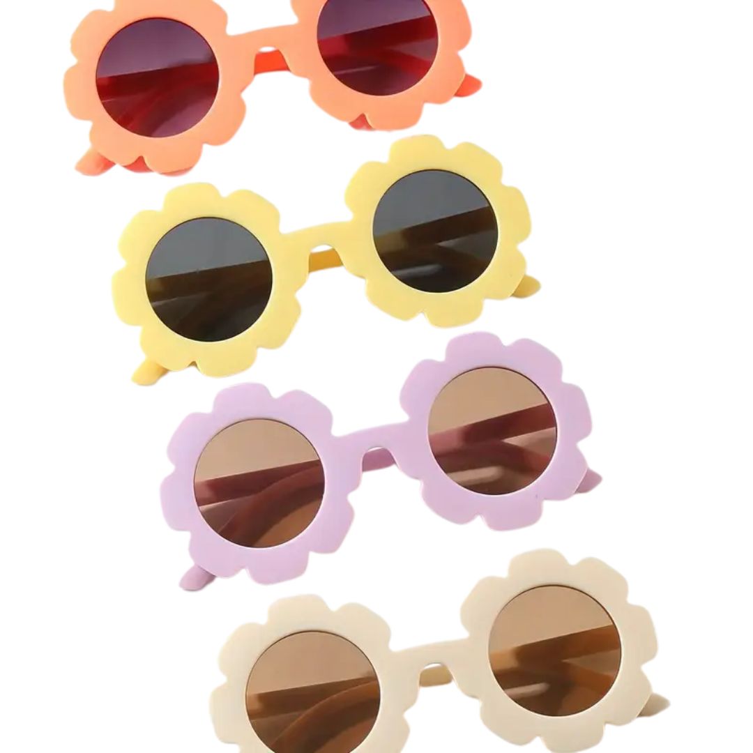 Retro Flower Hipster Sunglasses - Lilac