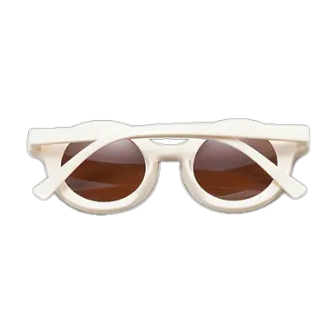 Retro Round Hipster Sunglasses - Bone