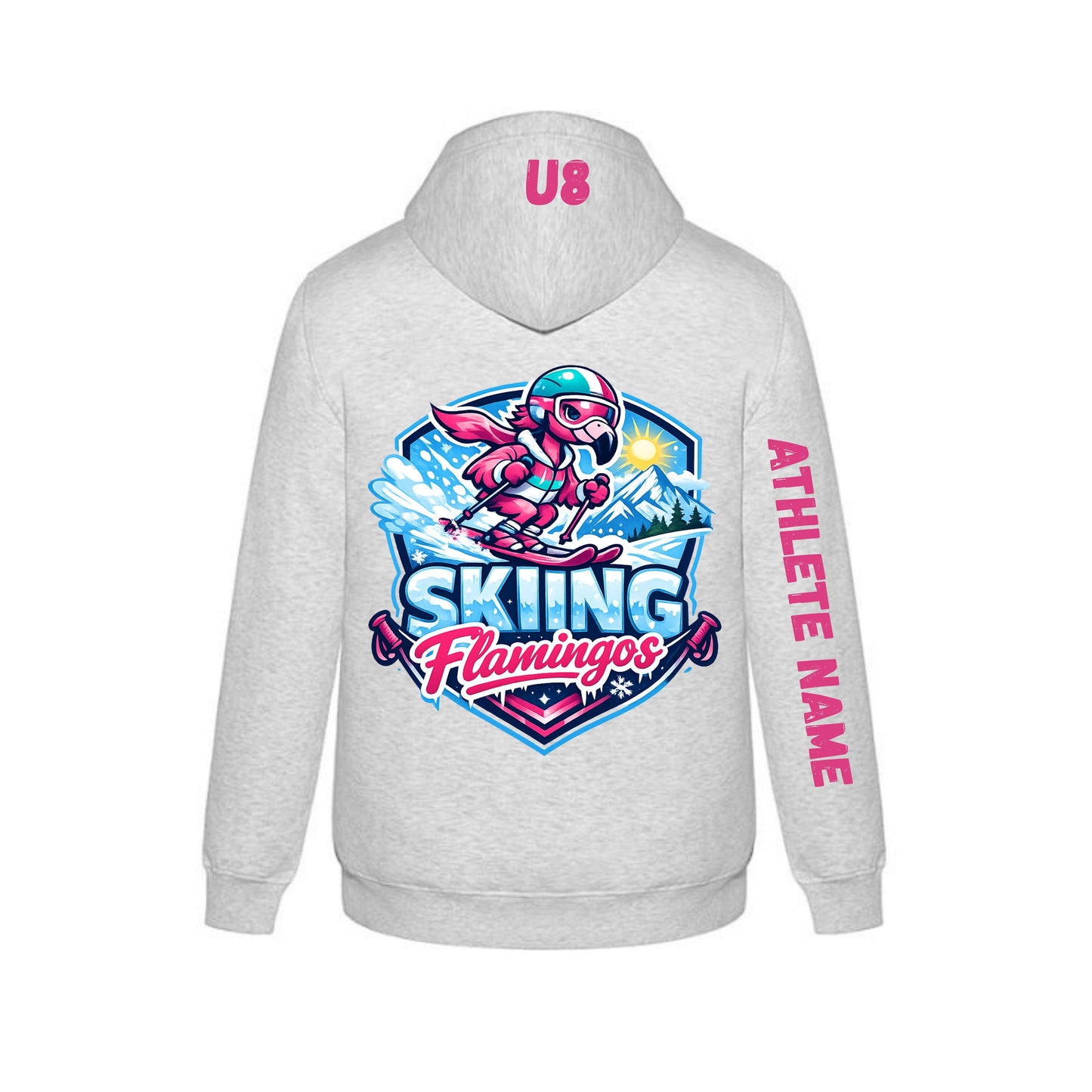 U8 Craigleith Skiing Flamingos Hooded Sweatshirt - Ash Grey