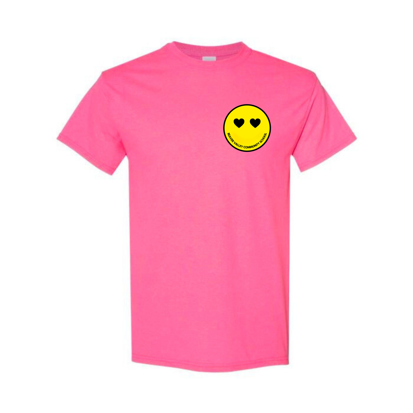 BVCS Heart Smile Tee - Safety Pink