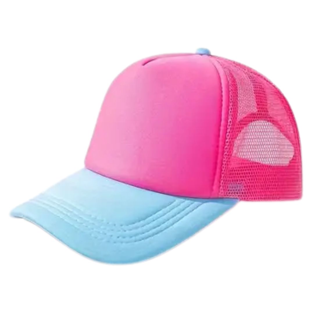 Snapback Hat - Hot Pink / Light Blue