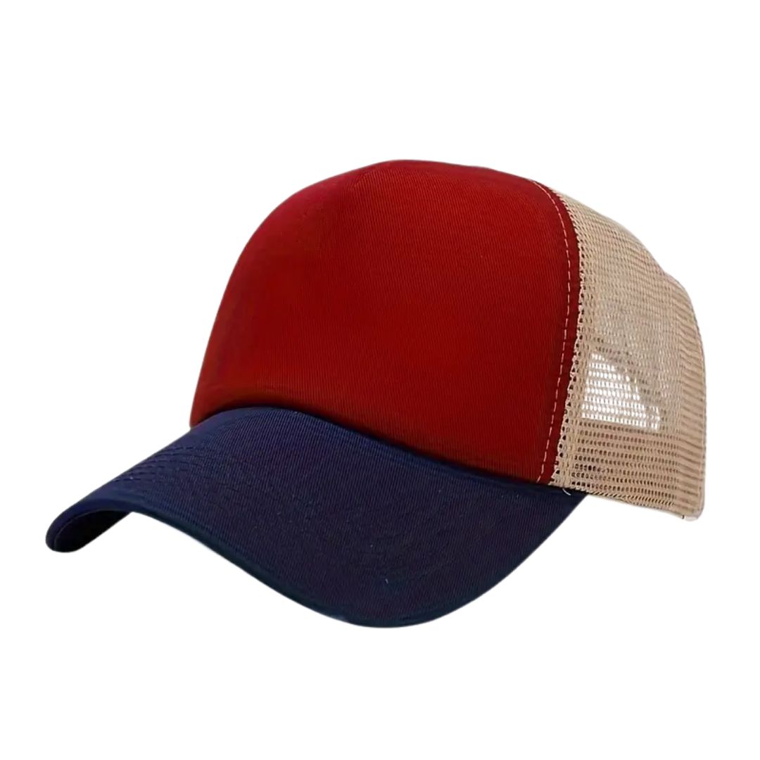 Snapback Hat - Navy / Burgundy / Beige