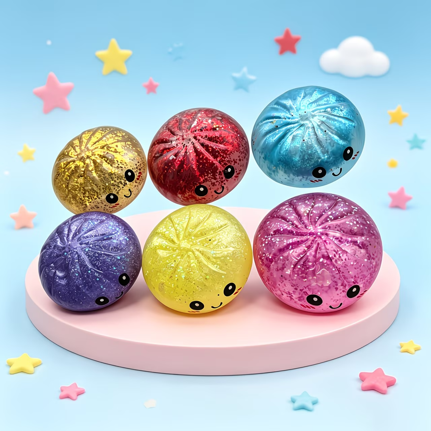 Squishy Lil' Glitter Bao Buddy - Assorted Colours