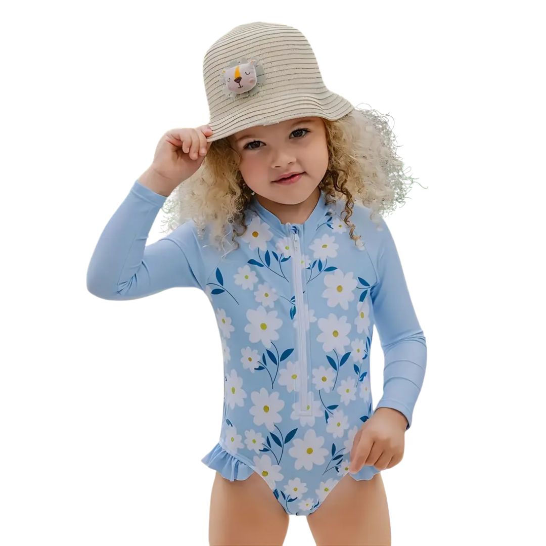 Sweet as a Daisy Ruffle Rash Guard Swim Suit