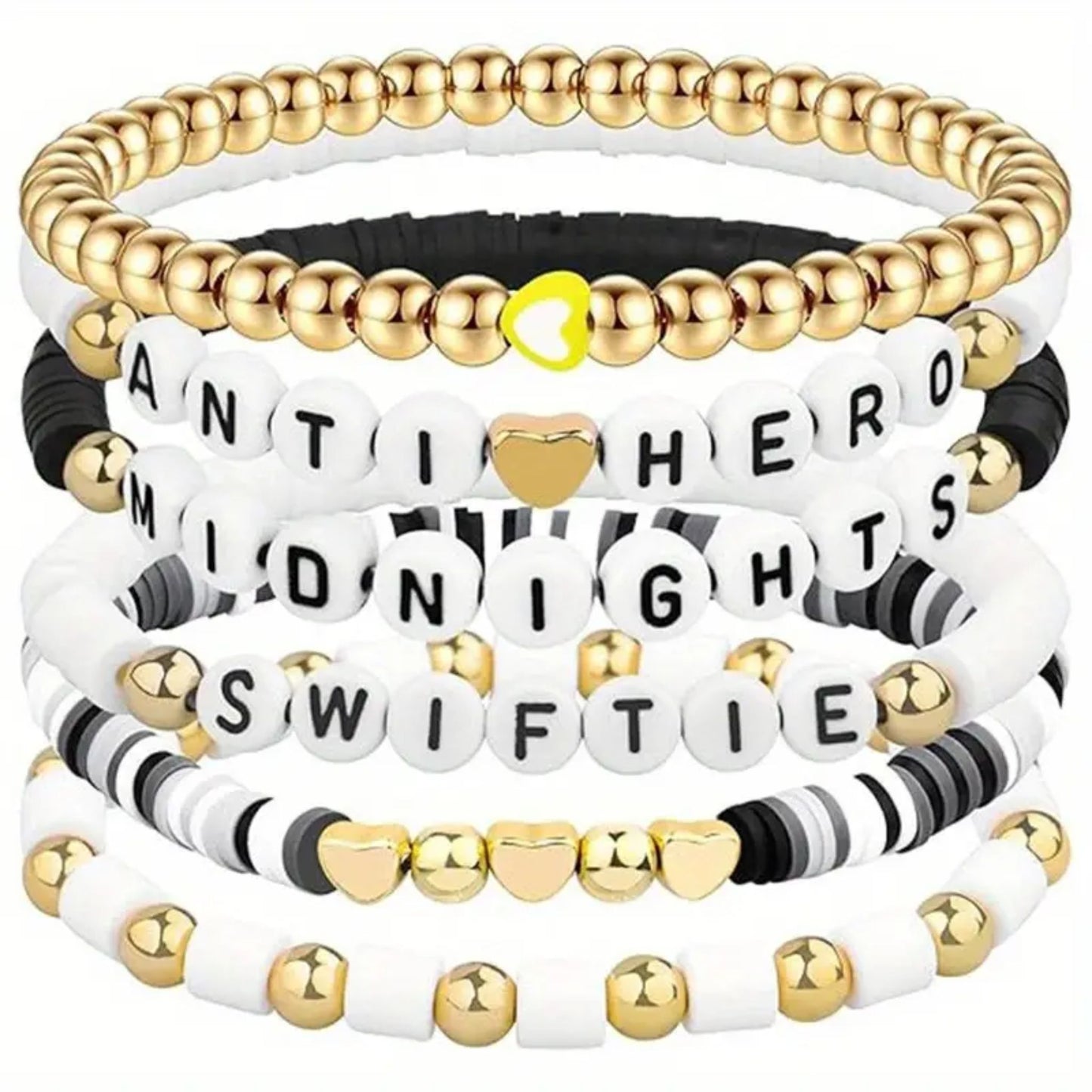 Swiftie Friendship Bracelet - Black / White / Gold