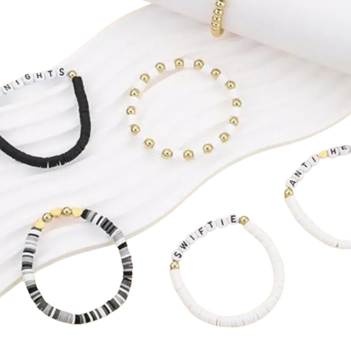 Swiftie Friendship Bracelet - Black / White / Gold