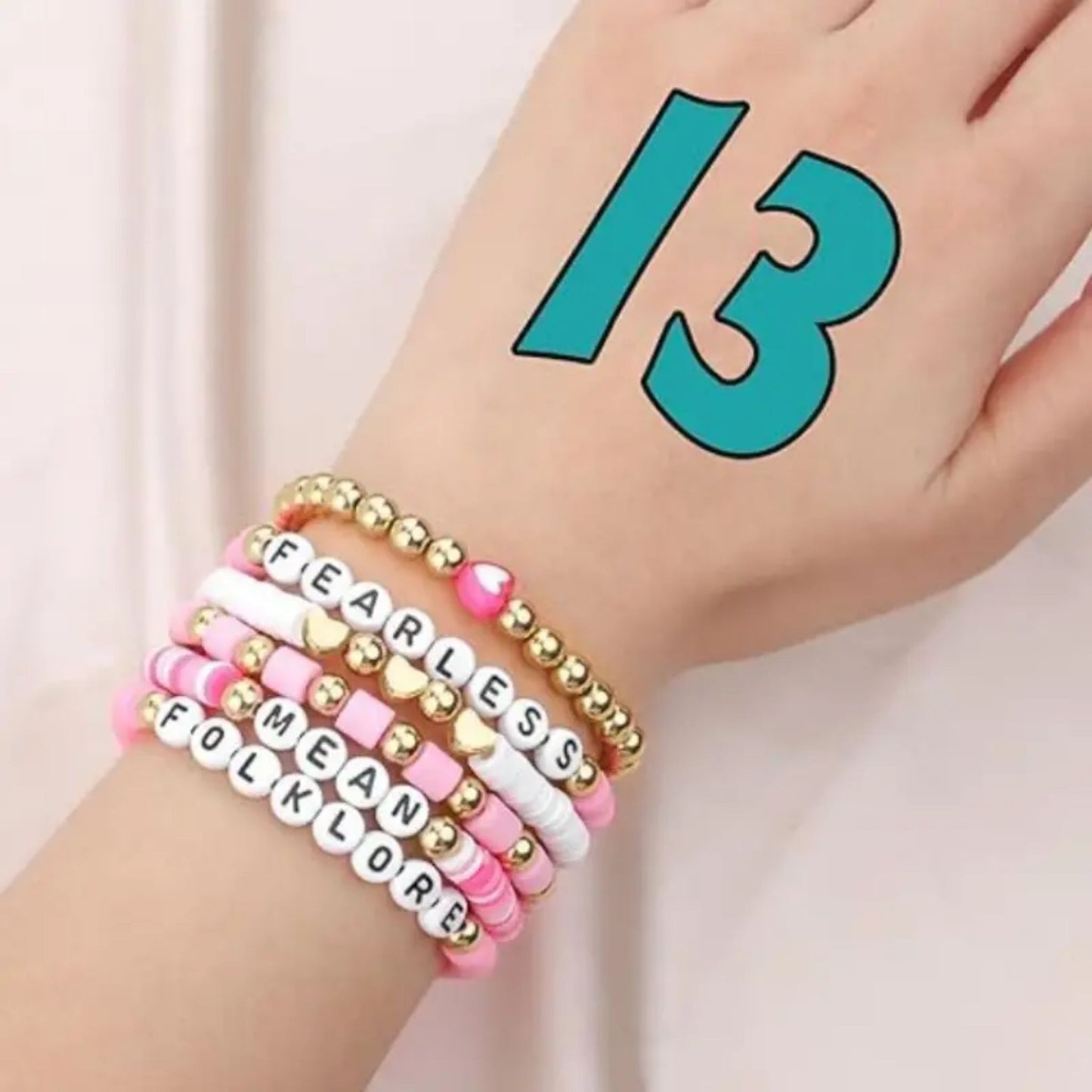 Swiftie Friendship Bracelet - Pink / White / Gold