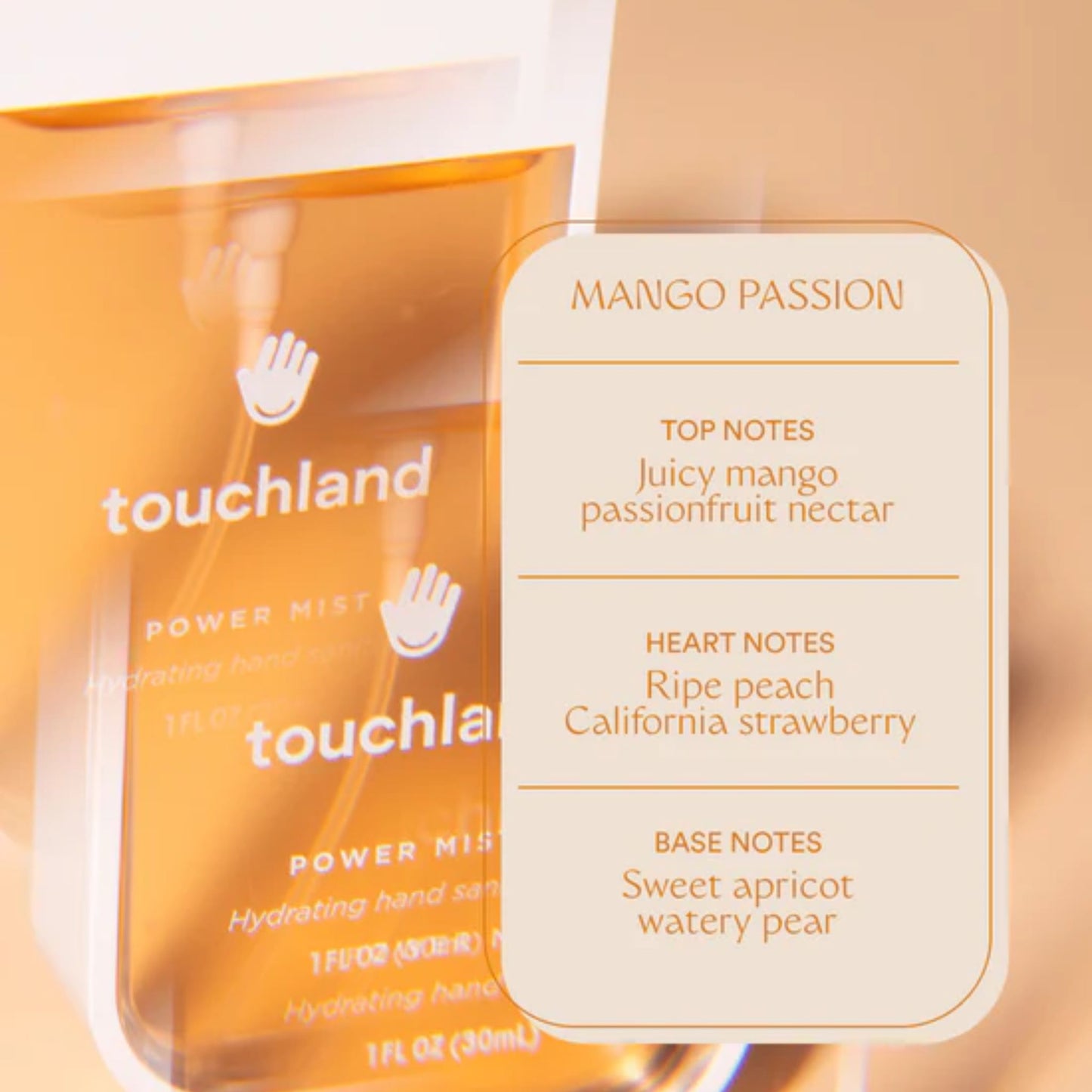 Touchland Power Mist Mango Passion - Hydrating hand sanitizer mist - 1 FL OZ (30ml)