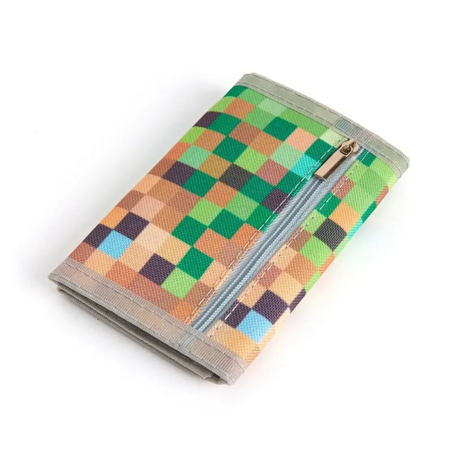 Tri-Fold Wallet - Green Minecraft Mosaic