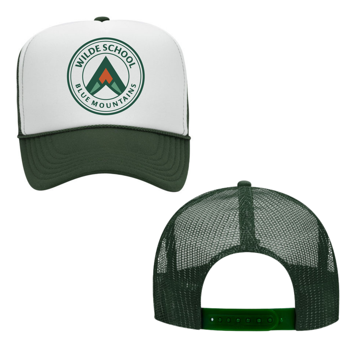 WILDE School Mesh Back Hat - Forest Green White