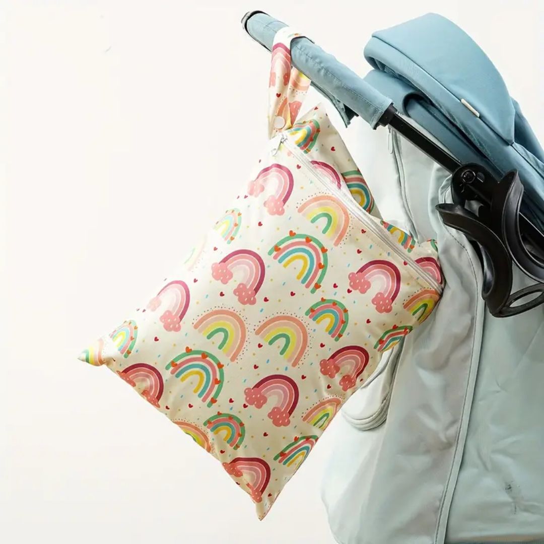Wet-Dry Zippered Travel Bag - Pink Rainbows